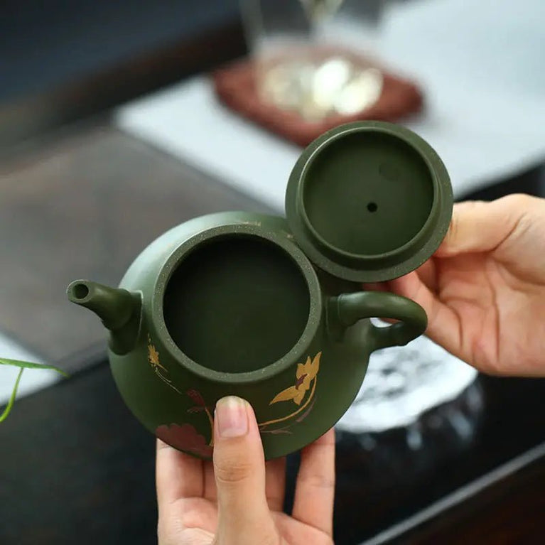 230CC Real Handmade Green Kettle Yixing Purple Clay Teapot Puer Tea Set Kung Fu Zisha Teaware - China Tea Store