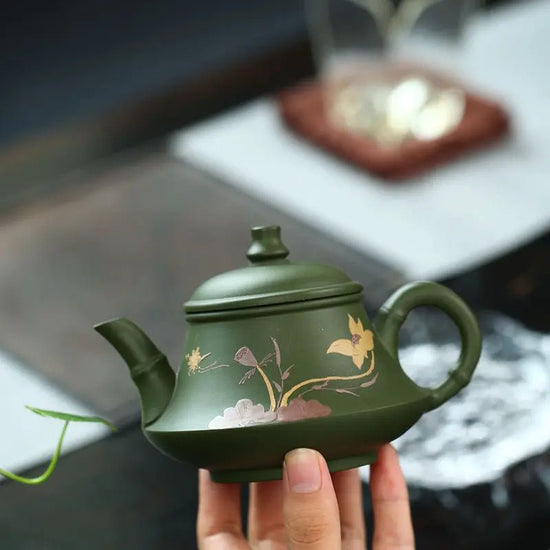 230CC Real Handmade Green Kettle Yixing Purple Clay Teapot Puer Tea Set Kung Fu Zisha Teaware - China Tea Store