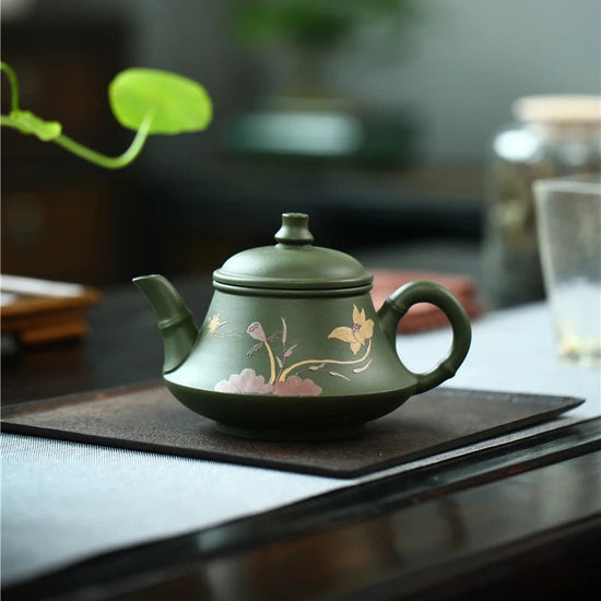 230CC Real Handmade Green Kettle Yixing Purple Clay Teapot Puer Tea Set Kung Fu Zisha Teaware - China Tea Store