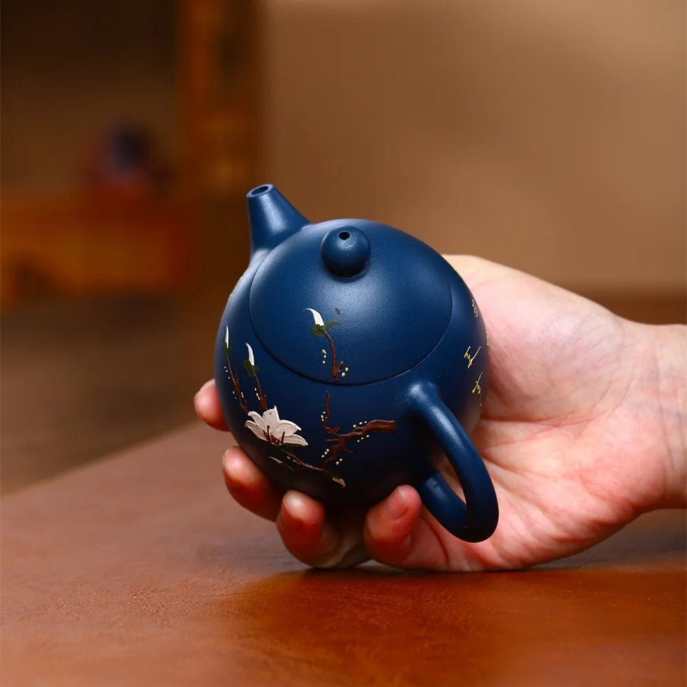 230cc Yixing Purple Clay Teapot Handmade blue Mud Dragon Egg Kettle Beauty Tea Infuser Raw Ore Zisha Tea Pot Home Drinkware - China Tea Store