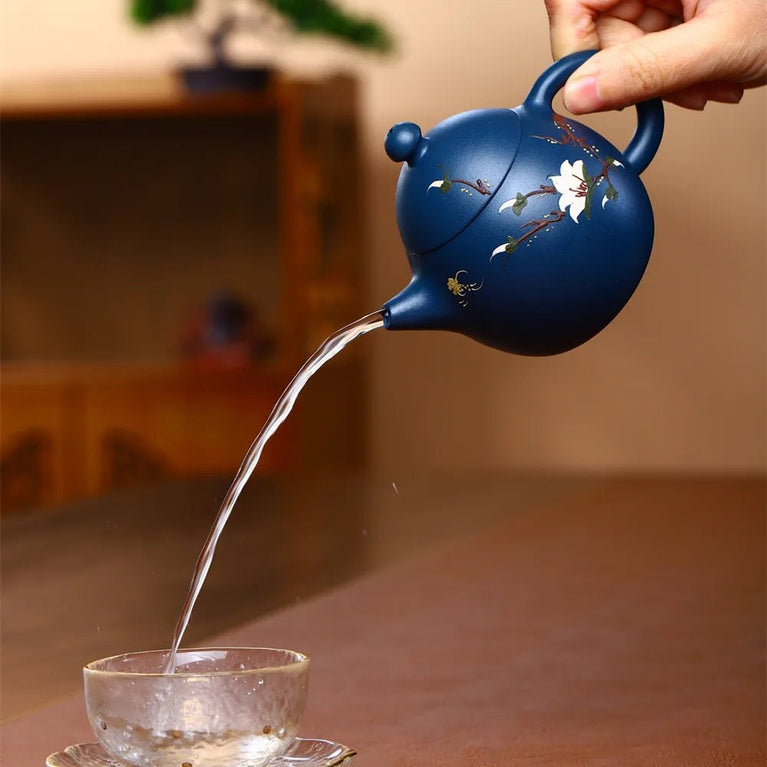 230cc Yixing Purple Clay Teapot Handmade blue Mud Dragon Egg Kettle Beauty Tea Infuser Raw Ore Zisha Tea Pot Home Drinkware - China Tea Store