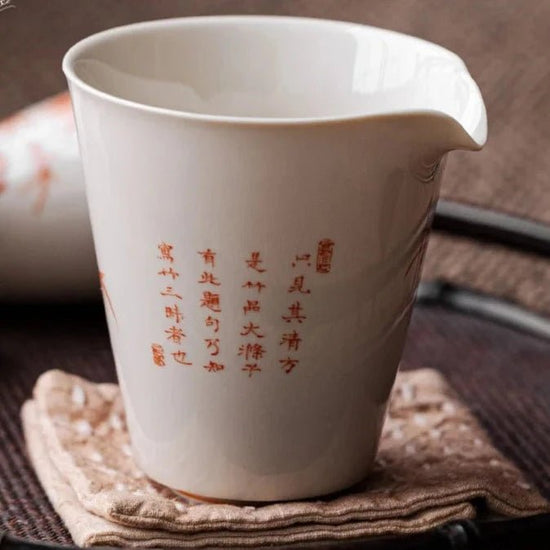 230ml Alum Red Lucidum Bamboo Art Ceramic Tea Pitcher Vintage Fair Cup Cha Hai Justice Cup Tea Ceremony Collection Accessories - China Tea Store