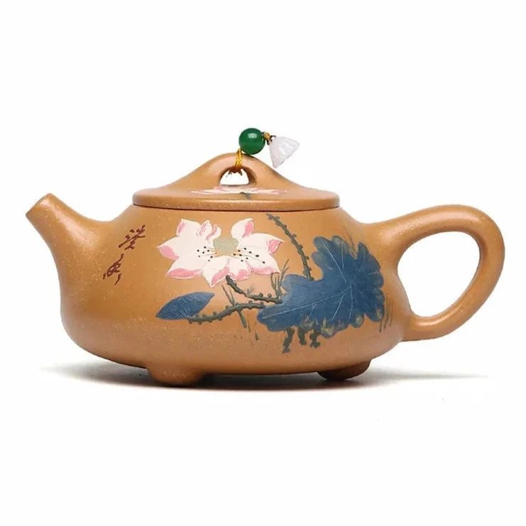 230ml Yixing Purple Clay Teapot Raw Ore Gold Section Mud Stone Scoop Kettle Hand - painted Beauty Tea Pot Traditional Tea Infuser - China Tea Store