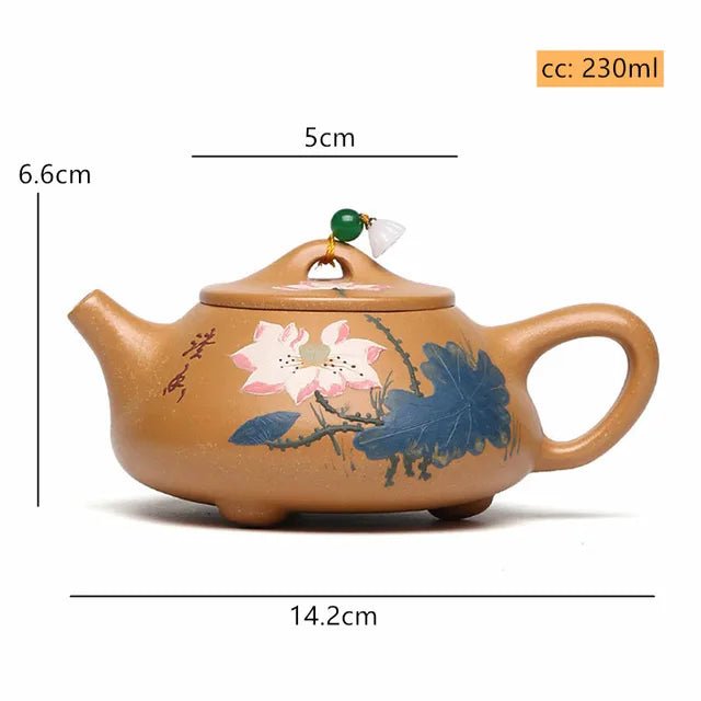 230ml Yixing Purple Clay Teapot Raw Ore Gold Section Mud Stone Scoop Kettle Hand - painted Beauty Tea Pot Traditional Tea Infuser - China Tea Store