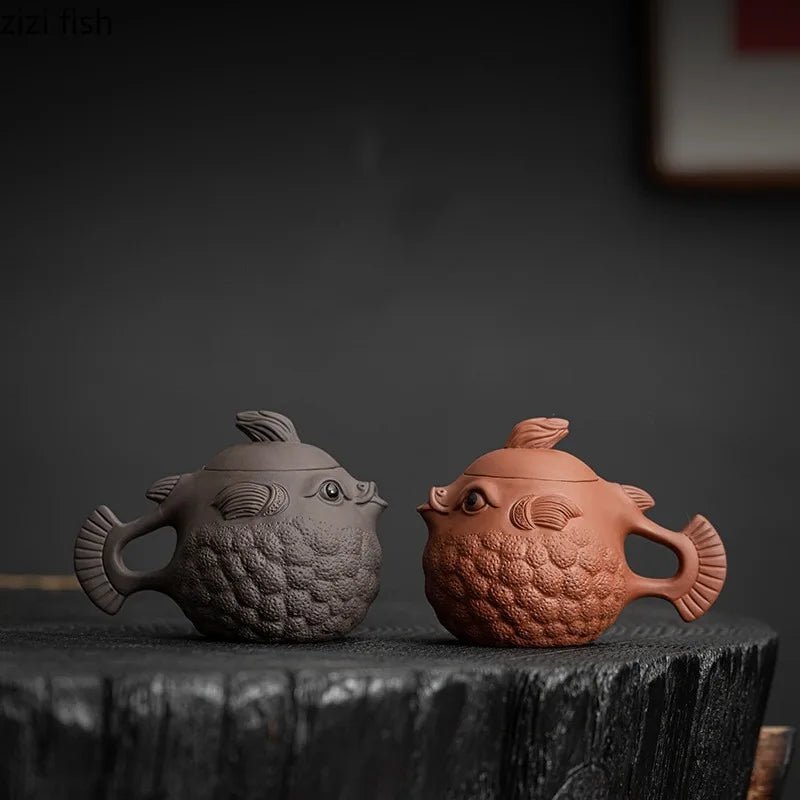 250ml Puffer Fish Purple Clay Pot Handmade Teapots Kung Fu Teaware Kettle Ornaments Tea Pets Ceramics Tea Pots Tea Making Tools - China Tea Store