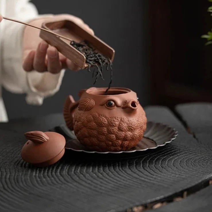 250ml Puffer Fish Purple Clay Pot Handmade Teapots Kung Fu Teaware Kettle Ornaments Tea Pets Ceramics Tea Pots Tea Making Tools - China Tea Store