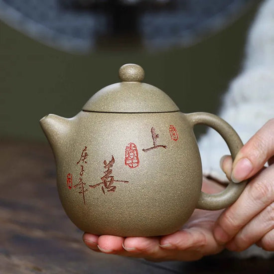 280ml Chinese Yixing Purple Clay Teapots Raw Ore Section Mud Dragon Egg Tea Pot Home Hand Painted Tea Kettle Teaware Supplies - China Tea Store