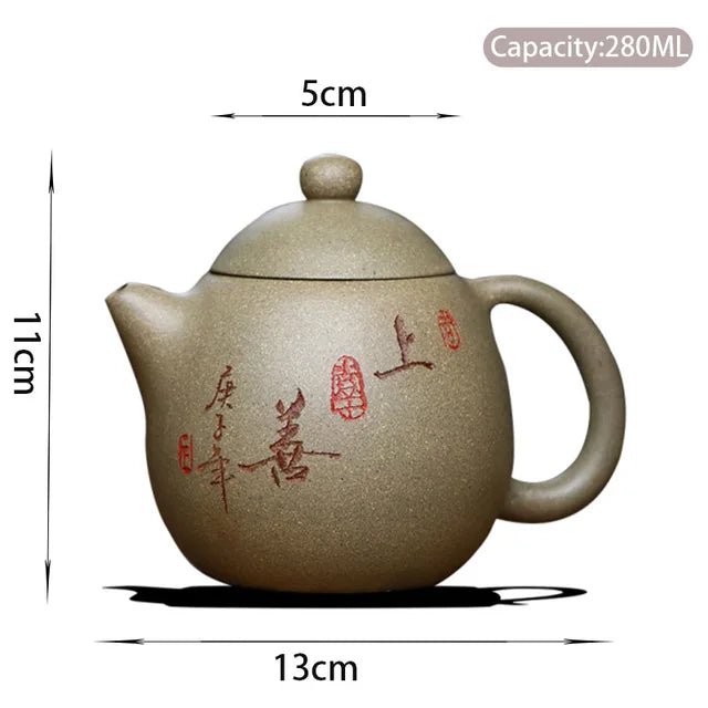 280ml Chinese Yixing Purple Clay Teapots Raw Ore Section Mud Dragon Egg Tea Pot Home Hand Painted Tea Kettle Teaware Supplies - China Tea Store