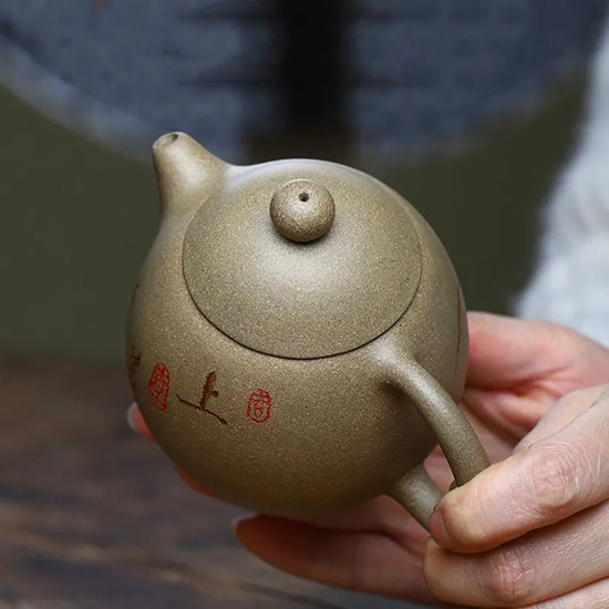 280ml Chinese Yixing Purple Clay Teapots Raw Ore Section Mud Dragon Egg Tea Pot Home Hand Painted Tea Kettle Teaware Supplies - China Tea Store