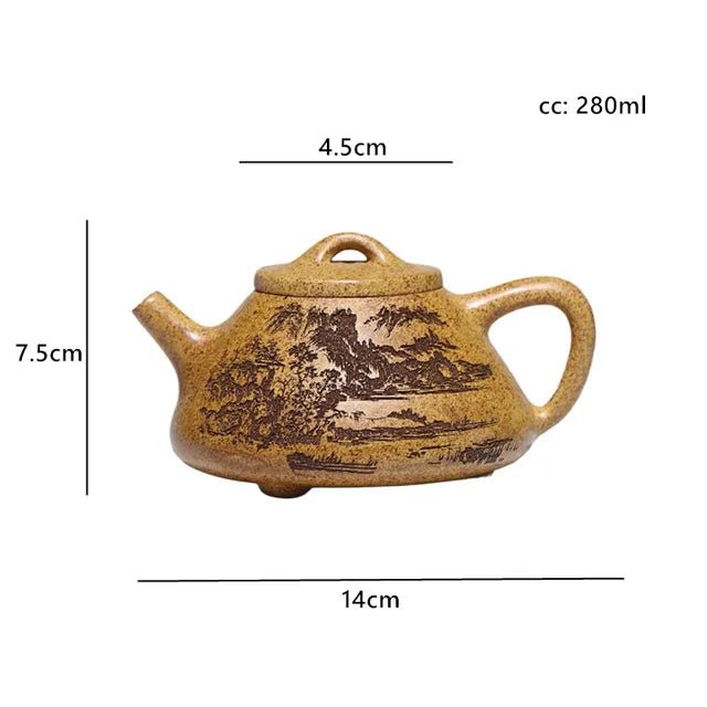 280ml Hand - carved Yixing Purple Clay Teapot Section Mud Stone Scoop Tea Infuser Custom Zisha Tea Set Chinese Tea Accessories - China Tea Store