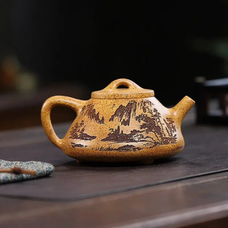 280ml Hand - carved Yixing Purple Clay Teapot Section Mud Stone Scoop Tea Infuser Custom Zisha Tea Set Chinese Tea Accessories - China Tea Store