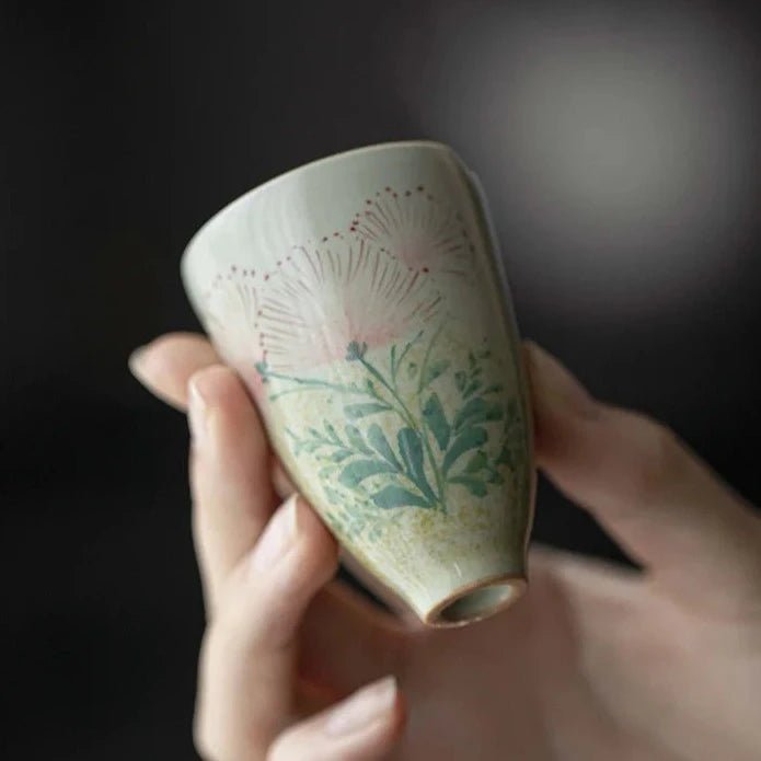 2pc/set Hand - painted Dandelion Tea Cups Underglaze Color Literati Cup Smelling Tall Cup Set of Cups Mug Kung Fu Teaware 50ml - China Tea Store