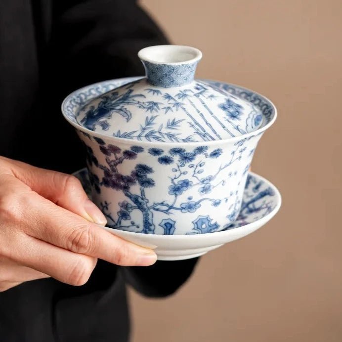 300ml Antique Blue and White Gaiwan Retro Dargon Cup Saucer Tea Tureen Chinese Tea Maker Cover Bowl Tea Services Supplies Craft - China Tea Store