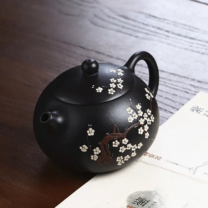 350ml Hand - painted Plum Blossom Xishi Teapot Yixing Purple Clay Tea Pot Antique Black Gold Sand Beauty Kettle Zisha Teaware - China Tea Store