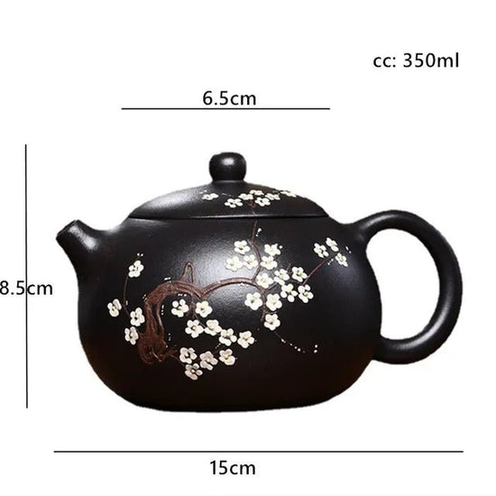 350ml Hand - painted Plum Blossom Xishi Teapot Yixing Purple Clay Tea Pot Antique Black Gold Sand Beauty Kettle Zisha Teaware - China Tea Store