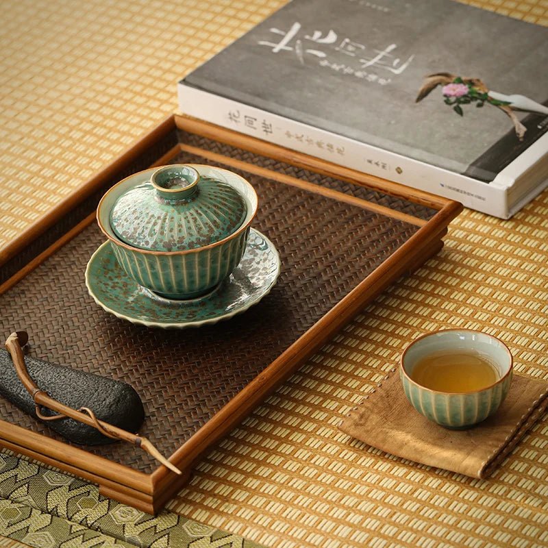 50ml Turquoise green kiln change tea cup kung fu small tea cup ceramic tea set personal cup household tea cup master single cup - China Tea Store