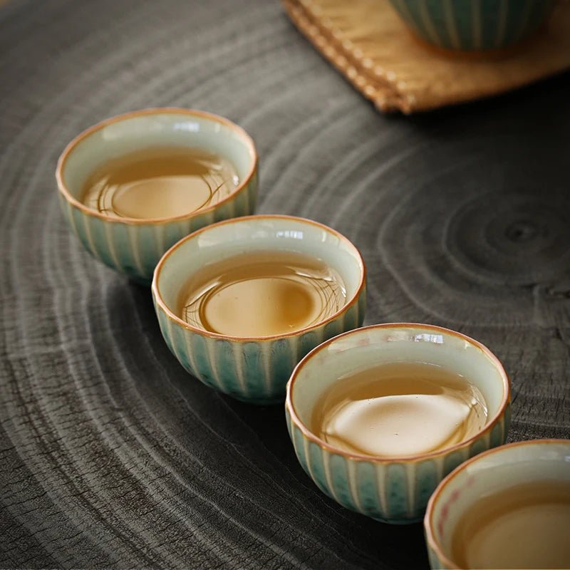 50ml Turquoise green kiln change tea cup kung fu small tea cup ceramic tea set personal cup household tea cup master single cup - China Tea Store