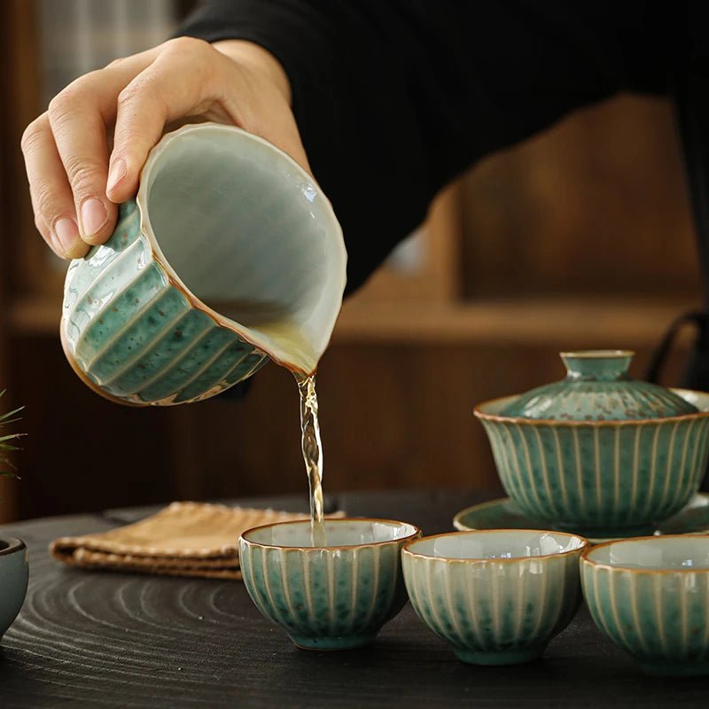 50ml Turquoise green kiln change tea cup kung fu small tea cup ceramic tea set personal cup household tea cup master single cup - China Tea Store