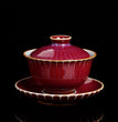 Purple Gaiwan For Tea Tureen With Lid Green Stripe Teaware Kung Fu Tea Ceremony Set Coffee Cups Tea Bowls Chinese Chawan