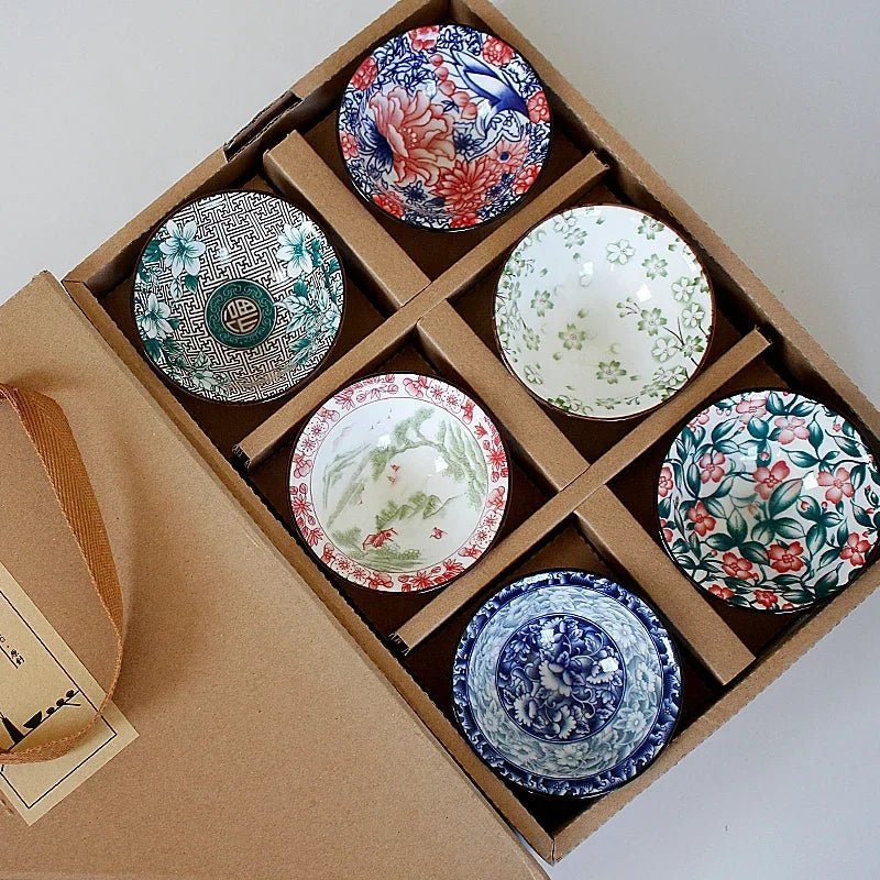 6PCS Chinese Household Teaware Blue and White Porcelain Tea Set Hand - painted Tea Cup Puer Black Tea Tieguanyin Ceramic Cups - China Tea Store