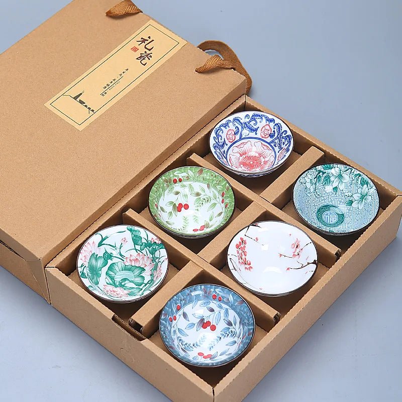 6PCS Chinese Household Teaware Blue and White Porcelain Tea Set Hand - painted Tea Cup Puer Black Tea Tieguanyin Ceramic Cups - China Tea Store