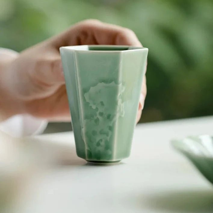 70ml Boutique Yue Kiln Celadon Ceramic Teacup Relief Taihu Stone Master Cup Household Smelling Personal Cup with Coaster Set - China Tea Store