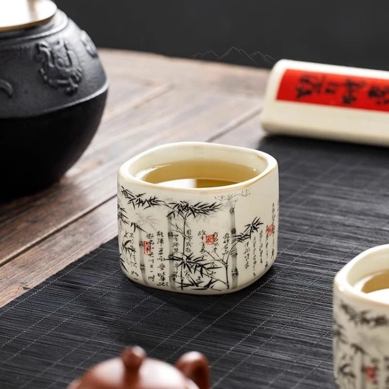 Bamboo Chinese Tea Cups Ru Yao Ceramic Opening Yellow Beautiful Teacup Flowers Teaware A Cup Of Tea Lily Deng's Store - China Tea Store