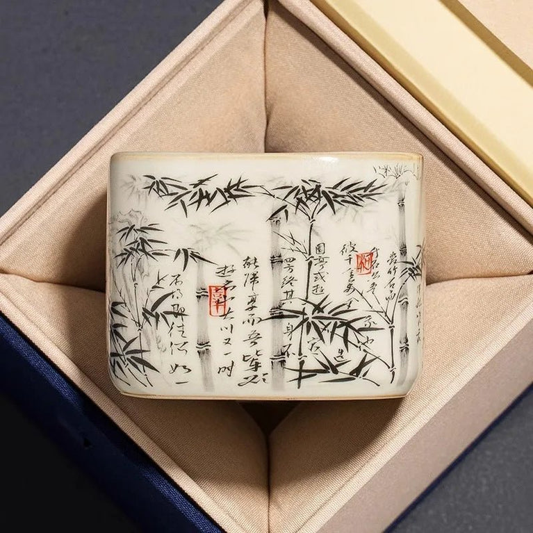 Bamboo Chinese Tea Cups Ru Yao Ceramic Opening Yellow Beautiful Teacup Flowers Teaware A Cup Of Tea Lily Deng's Store - China Tea Store