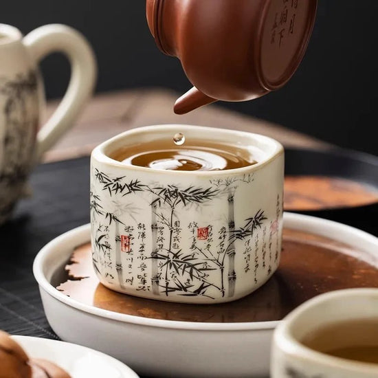 Bamboo Chinese Tea Cups Ru Yao Ceramic Opening Yellow Beautiful Teacup Flowers Teaware A Cup Of Tea Lily Deng's Store - China Tea Store