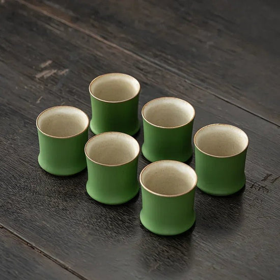 Bamboo Joint Tea Cup Stoneware Green Glaze Master Cup Rising Step By Step Ceramics Creativity Cup - China Tea Store