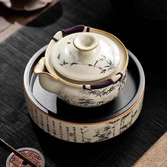 Bamboo Porcelain Chinese Kettle Ru Yao Handle Teapot Tea Ceremony Set Milk Oolong Tea Tie Guan Yin Jasmine Pink Teaware Type - China Tea Store