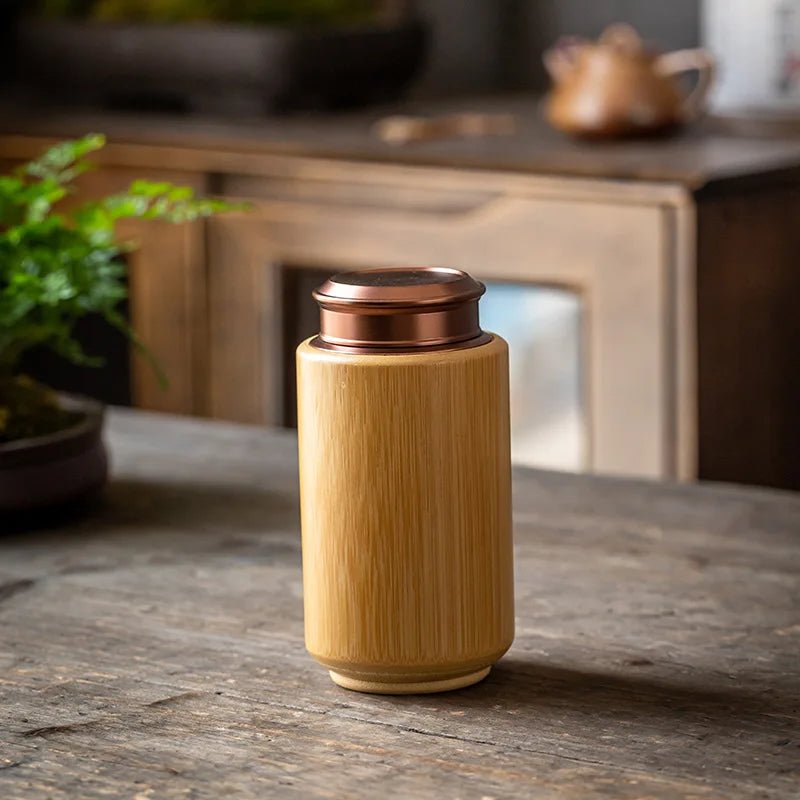 Bamboo Sealed Tea Caddy Handmade Wood Chinese Style Bamboo Container Portable Bamboo Tea Canister for Household Use - China Tea Store