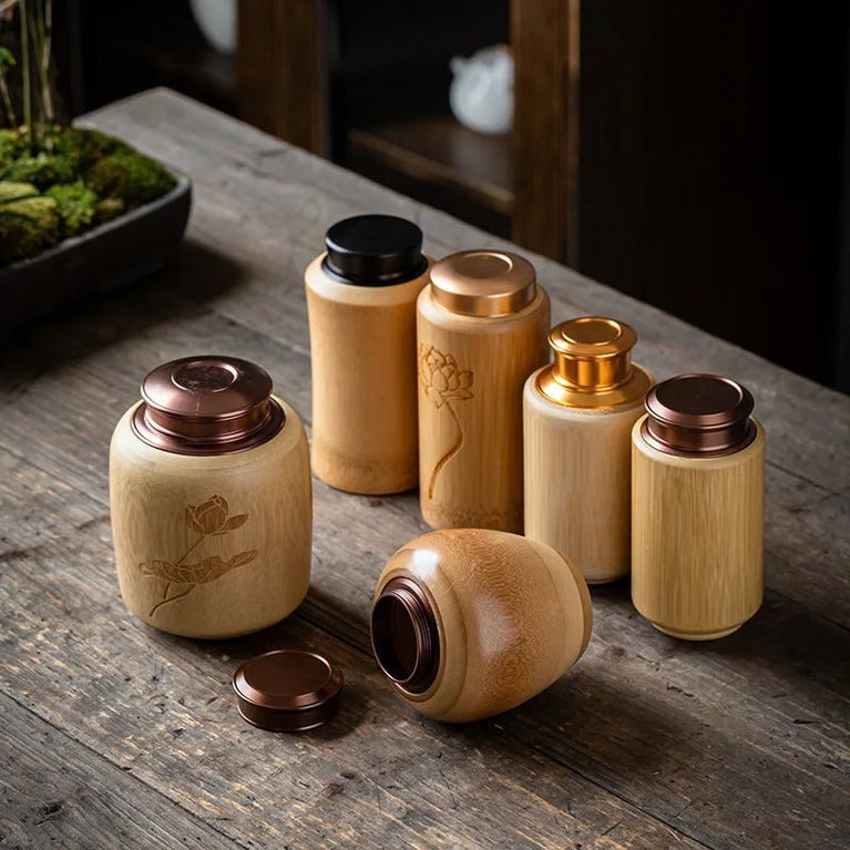 Bamboo Sealed Tea Caddy Handmade Wood Chinese Style Bamboo Container Portable Bamboo Tea Canister for Household Use - China Tea Store