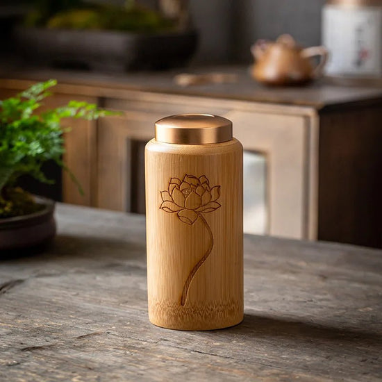 Bamboo Sealed Tea Caddy Handmade Wood Chinese Style Bamboo Container Portable Bamboo Tea Canister for Household Use - China Tea Store