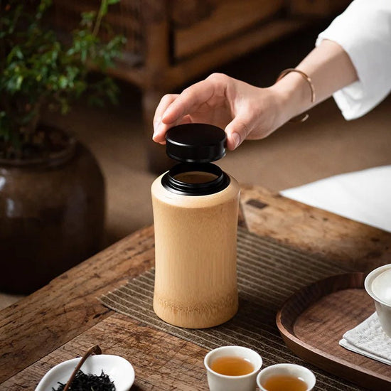 Bamboo Sealed Tea Caddy Handmade Wood Chinese Style Bamboo Container Portable Bamboo Tea Canister for Household Use - China Tea Store