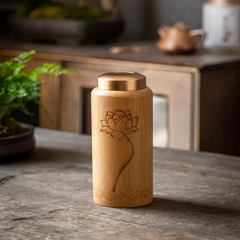 Bamboo Sealed Tea Caddy Handmade Wood Chinese Style Bamboo Container Portable Bamboo Tea Canister for Household Use - China Tea Store