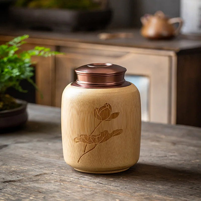 Bamboo Sealed Tea Caddy Handmade Wood Chinese Style Bamboo Container Portable Bamboo Tea Canister for Household Use - China Tea Store