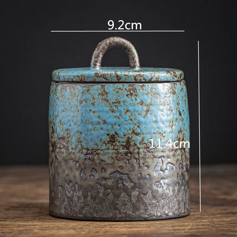 Blue Ceramic Tea Cans Candy Nuts Coffee Beans Sealed Cans Retro Decorative Creative Tea Storage Box Kitchen Food Container Home - China Tea Store