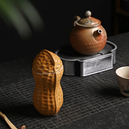 Ceramic Tea Pot Peanut Shape Artificial Peanut Nut Tea Caddy Ceramic Storage Tank Kitchen Organizer Container Home Decoration - China Tea Store