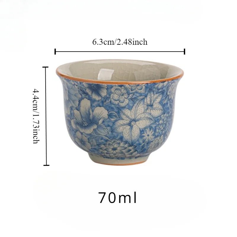 Ceramic Teacup Zen Retro Lapis Lazuli Master Cup Tea Set Tea Ceremony Accessories Antique Ru Kiln Ice Crackle - China Tea Store