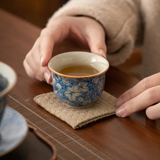 Ceramic Teacup Zen Retro Lapis Lazuli Master Cup Tea Set Tea Ceremony Accessories Antique Ru Kiln Ice Crackle - China Tea Store