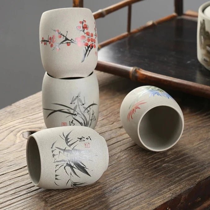 CHANSHOVA 175ml Chinese retro style Handpainted Flowers and plants Ceramic Teacup China Coarse pottery Tea cup Coffee cups H393 - China Tea Store