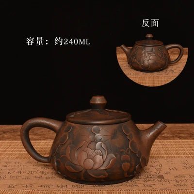 China Jianshui (Not Yixing) Purple Clay Black Ceramic Handmade Full Carving Teapot Kettle Porcelain Kung Fu Tea Set Drinkware - China Tea Store