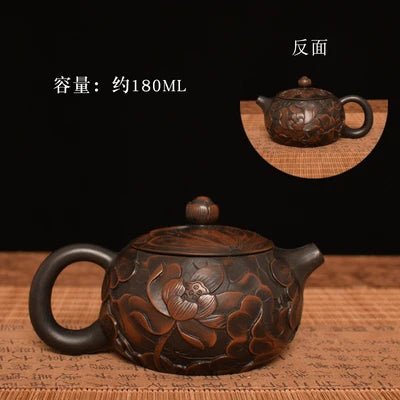 China Jianshui (Not Yixing) Purple Clay Black Ceramic Handmade Full Carving Teapot Kettle Porcelain Kung Fu Tea Set Drinkware - China Tea Store