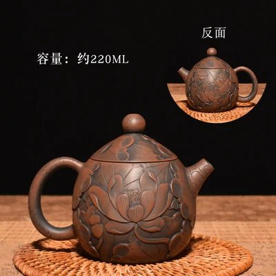 China Jianshui (Not Yixing) Purple Clay Black Ceramic Handmade Full Carving Teapot Kettle Porcelain Kung Fu Tea Set Drinkware - China Tea Store