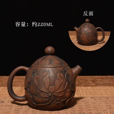 China Jianshui (Not Yixing) Purple Clay Black Ceramic Handmade Full Carving Teapot Kettle Porcelain Kung Fu Tea Set Drinkware - China Tea Store