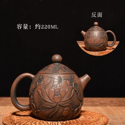 China Jianshui (Not Yixing) Purple Clay Black Ceramic Handmade Full Carving Teapot Kettle Porcelain Kung Fu Tea Set Drinkware - China Tea Store