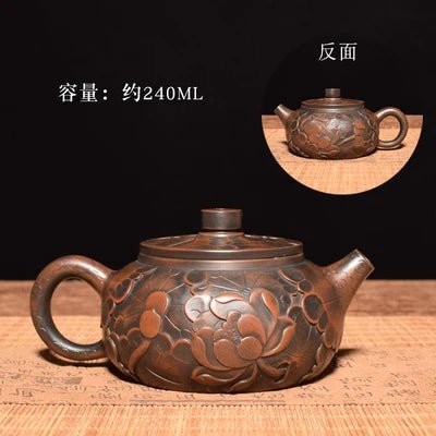 China Jianshui (Not Yixing) Purple Clay Black Ceramic Handmade Full Carving Teapot Kettle Porcelain Kung Fu Tea Set Drinkware - China Tea Store