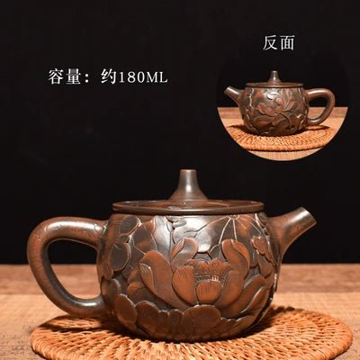 China Jianshui (Not Yixing) Purple Clay Black Ceramic Handmade Full Carving Teapot Kettle Porcelain Kung Fu Tea Set Drinkware - China Tea Store