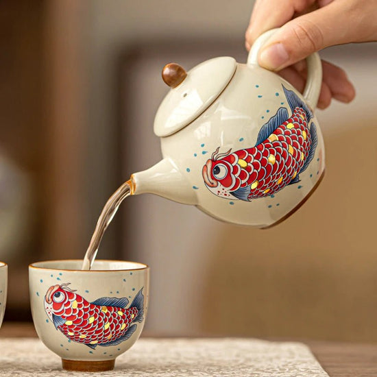 Chinese arowana teapot ceramic household teacup single pot tea machine Chinese retro kung fu tea set - China Tea Store